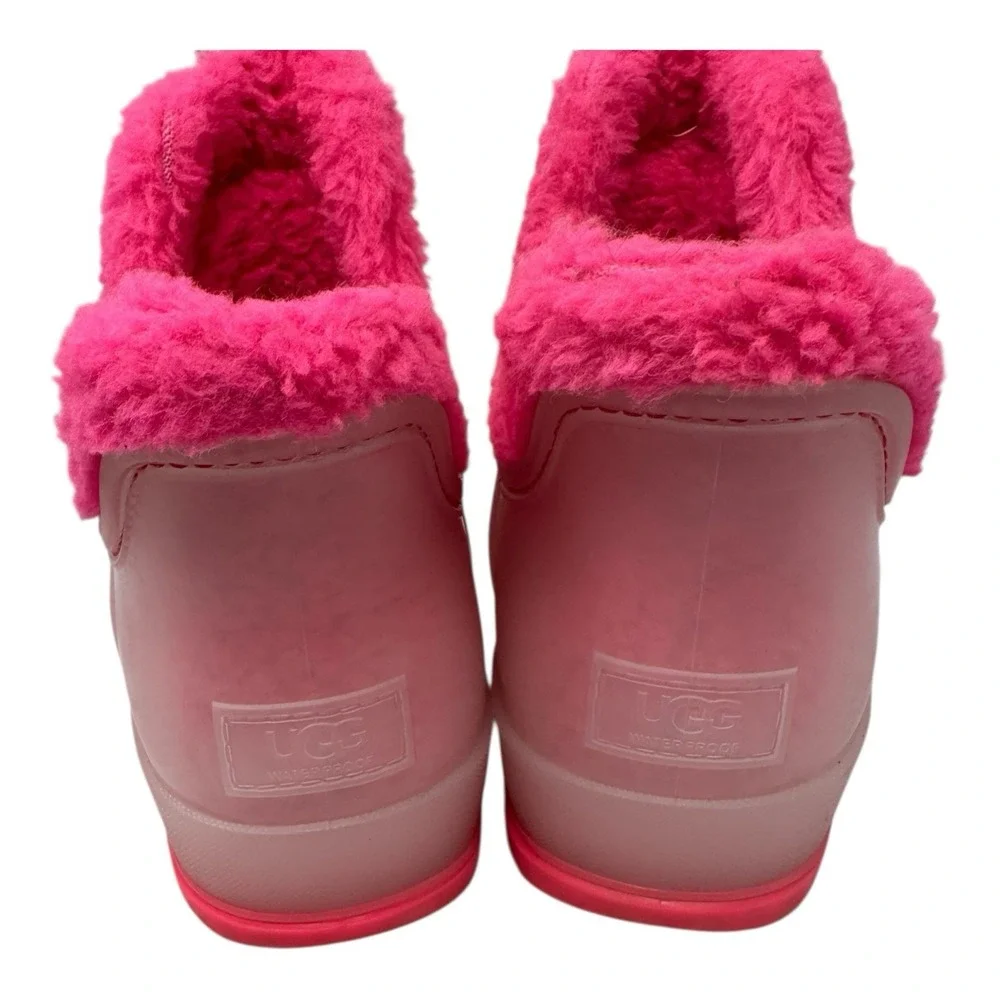 🔥OMG 🤯UGG Raincloud CLEAR Pink Platform Boots Taffy Fluffy Fur Insane RARE Y2K